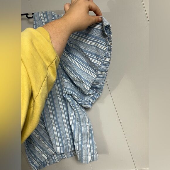 Joe Fresh 100% Cotton Popover Flutter Puff Short Sleeve Seaside Stripe Top Large - Picture 3 of 4